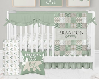 greenery crib bedding