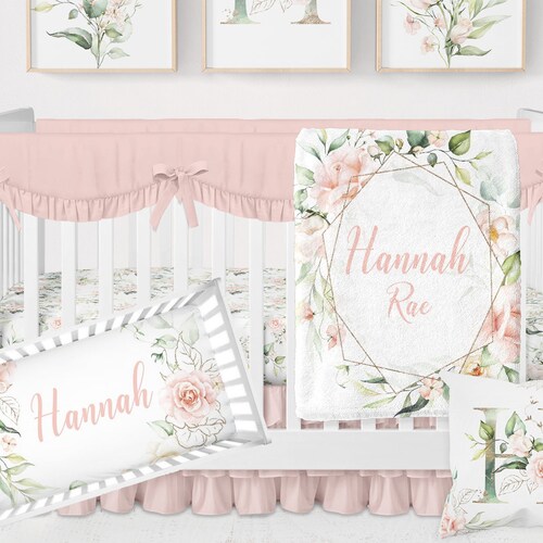 Baby Girl Crib Bedding Set Tropical Pink Floral Boho Etsy
