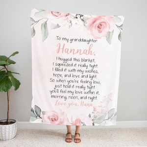 Personalized Granddaughter Blanket, To My Granddaughter, Christmas Gift Granddaughter, Granddaughter Gift, Personalized Blanket, Pink Floral