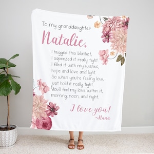 Personalized Granddaughter Blanket, To My Granddaughter, Christmas Gift, Granddaughter Gift, Grandma Personalized Blanket Daughter, Mauve