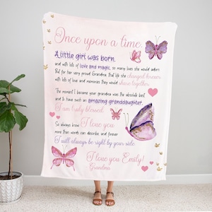 To My Granddaughter Blanket, Christmas Gift Granddaughter, Grandkids Gift From Grandma, Personalized Blanket Butterfly, Blankets For Girls