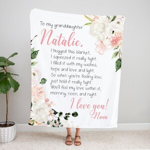 Personalized Granddaughter Blanket, To My Granddaughter, Granddaughter Christmas Gift, Granddaughter Gift, Personalized Blanket, Pink Floral