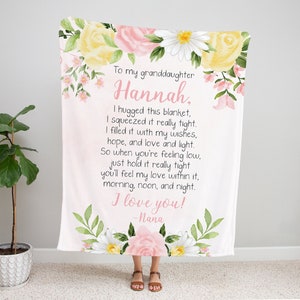 Christmas Gift for Granddaughter, Granddaughter Blanket, Personalized Gift To My Granddaughter, Holiday Gifts From Grandma, Floral Blanket