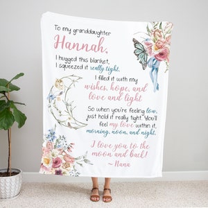 Personalized Granddaughter Blanket, Christmas Gift Granddaughter, To My Granddaughter, Holiday Gifts, Love You To The Moon and Back, Grandma
