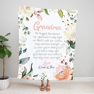 Grandma Christmas Gift, Personalized Blanket For Grandma, Vintage Floral Grandma Blanket, Grandma Gift, Grandkids Names, Grandparent Blanket