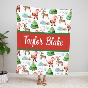 Personalized Christmas Blanket, Christmas Baby Blanket, Personalized Holiday Gifts For Kids, Christmas Crib Bedding Baby Name Blanket Custom
