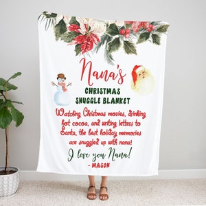 Personalized Christmas Blanket, Nana Blanket, Nana Christmas Gift, Holiday Blanket Christmas Throw, Christmas Movie Watching Blanket