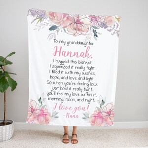 Personalized Granddaughter Blanket, To My Granddaughter, Christmas Gift Granddaughter, Granddaughter Gift, Pink and Purple Floral, For Kids