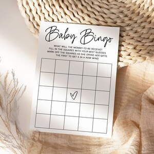 Minimalist Baby Bingo Game, Baby Shower Bingo Cards, Gender Neutral Baby Shower Games, Baby Shower Bingo Game, Printable Bingo Cards, MB2
