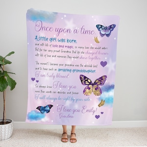 Personalized Granddaughter Blanket, To My Granddaughter Christmas Gift, Granddaughter Gift, Personalized Blanket Butterfly, Sentimental Gift