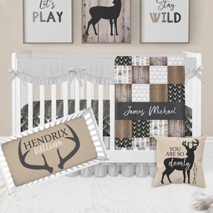 Woodland Crib Bedding, Boy Crib Bedding Set, Woodland Nursery, Neutral Crib Bedding, Boy Nursery Bedding, Deer Crib Bedding, Crib Sheets Boy