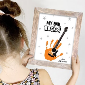 Fathers Day Handprint Craft, My Dad Rocks Printable Fathers Day Craft, Handprint Fathers Day Gift, Kids Baby Toddler Handprint Art For Dad