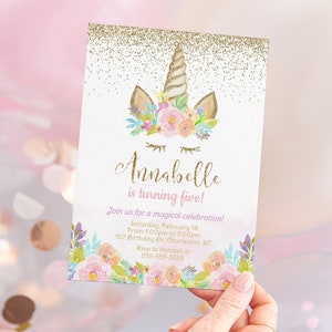 Editable Unicorn Invitation, Unicorn Birthday Invitation, Unicorn Party Invite, Magical Unicorn, Girl Birthday Invitation Template Download