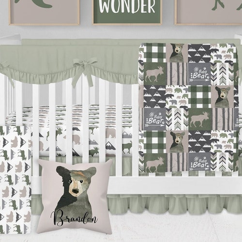 Woodland Crib Bedding Set Boy Crib Bedding Woodland Nursery Etsy