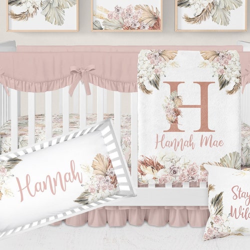 Baby Girl Boho Bedding Set Floral Boho Crib Bedding Set Etsy