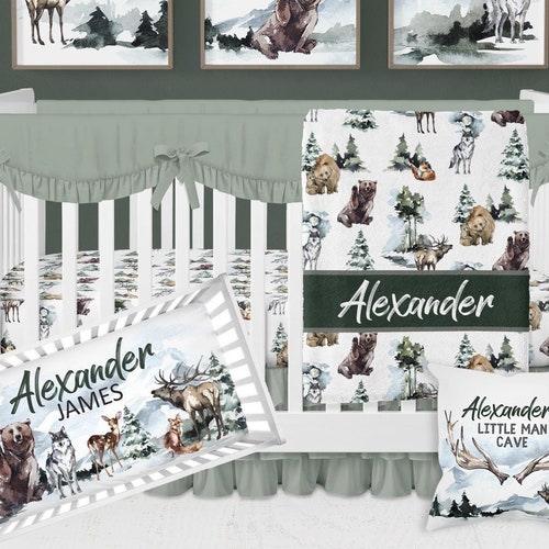 Woodland Crib Bedding Set Baby Boy Crib Bedding Set Woodland Etsy