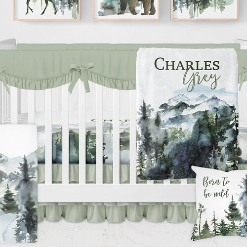 Woodland Baby Crib Bedding Set Baby Boy Baby Bedding Crib Etsy