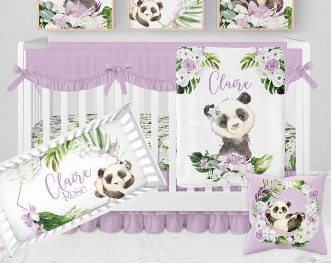 Panda Crib Bedding Set Baby Girl Crib Bedding Panda Nursery | Etsy