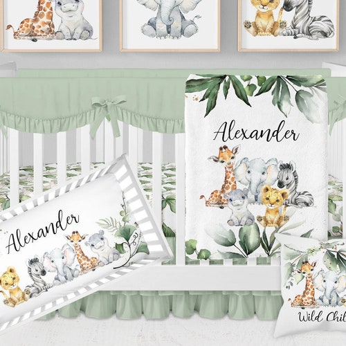 Baby Boy Crib Bedding Set Boy Nursery Bedding Safari Crib Etsy