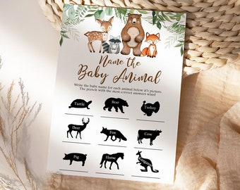 Woodland Baby Shower Game, Name The Baby Animal Game, Woodland Baby Shower Games Printable, Baby Woodland Animals Game Instant Download, WS1