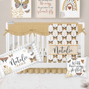 BabyBettwäsche Set, Schmetterling Kinderbettwäsche Set, Boho Bettlaken, Bettlaken Mädchen, Neutrales Kinderzimmer, Schmetterling Kinderbettwäsche Mädchen