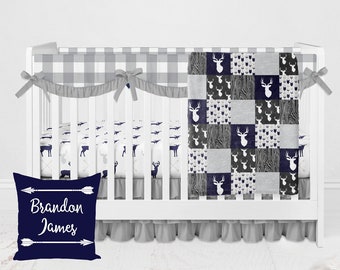 Woodland Crib Bedding, Woodland Crib Bedding Set, Baby Boy Crib Bedding, Woodland Nursery, Woodland Bedding Crib Set, Plaid, Deer, Arrows