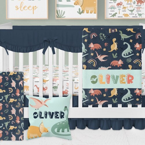 Dinosaur Crib Bedding Set Baby Boy Crib Bedding Dinosaur Etsy