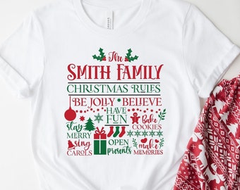 Personalized Family Christmas Pajamas, Family Name Christmas Shirts, Christmas Gift For Family, Christmas Family Pajamas, Matching Christmas
