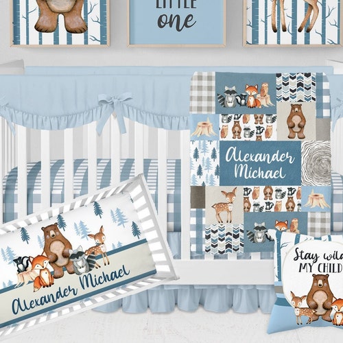 Woodland Crib Bedding Set Boy Crib Bedding Woodland Nursery Etsy