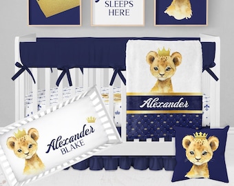 Baby Boy Crib Bedding Set, Lion Crib Bedding, Baby Boy Bedding, Prince Nursery Bedding, Lion Nursery Decor, Custom Baby Bedding Crib Sets