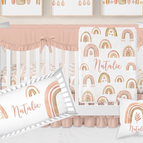 RAINBOW NURSERY BOHO Crib Bedding Set Personalized Rainbow Etsy