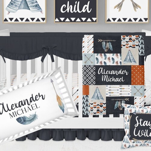 Woodland Crib Bedding Set Baby Boy Crib Bedding Navy Etsy