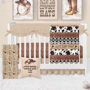 Baby Boy Crib Bedding Set, Cowboy Baby Bedding, Western Crib Bedding In Rust, Western Nursery Bedding Set, Rodeo Baby Bedding, Black, Brown