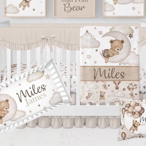 Teddy Bear Crib Bedding Set Neutral Crib Bedding Baby Boy Etsy
