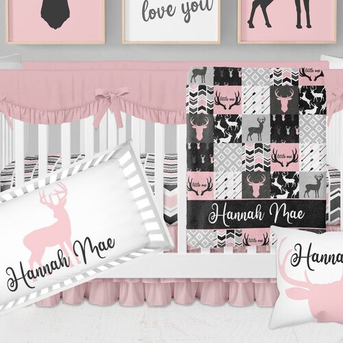 Woodland Baby Girl Bedding Baby Girl Deer Crib Bedding Set Etsy