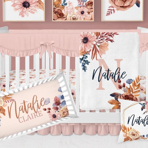 Boho Crib Bedding Set Girl Baby Girl Crib Bedding Sunshine Etsy