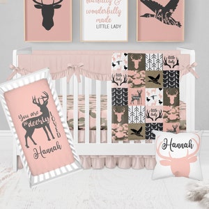 Girl Crib Bedding Set, Pink Country Baby Bedding, Camo Crib Bedding, Country Nursery, Crib Sheets Girl, Deer Crib Bedding, Woodland Crib Set