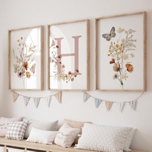 Personalized Wildflower Nursery Prints, Custom Wildflowers Prints, Wildflower Nursery Decor, Baby Girl Nursery Decor, Boho Floral Wall Art