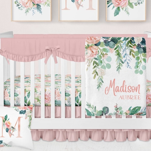 Floral Crib Bedding Set Baby Girl Crib Bedding Personalized - Etsy