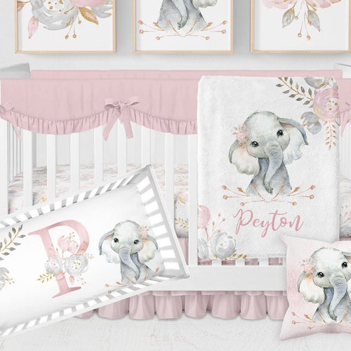 Elephant Baby Bedding Set Baby Girl Crib Bedding Etsy
