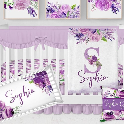 Floral Crib Bedding Set Baby Girl Crib Bedding Personalized Etsy