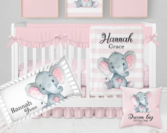 Elephant Baby Bedding Set Baby Girl Crib Bedding Pink Crib Bedding Elephant Crib Bedding Girl Elephant Nursery Girl Crib Sets Elephant Etsy