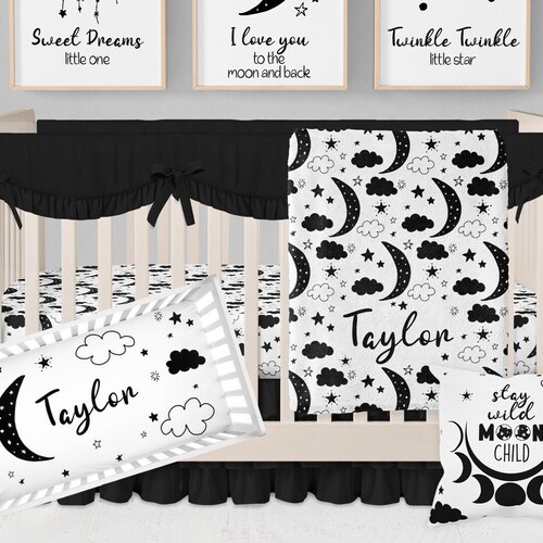Black and White Crib Bedding Set Gender Neutral Crib Bedding Etsy