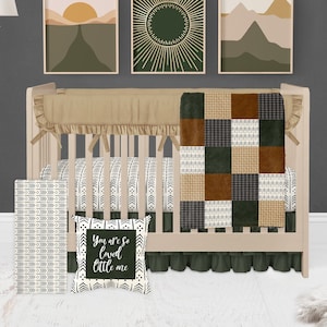 Boho Crib Bedding Set, Crib Bedding Set Boy, Mudcloth Crib Sheet, Neutral Nursery, Crib Sheets Burnt Orange, Green, Rust, Mud Cloth Blanket