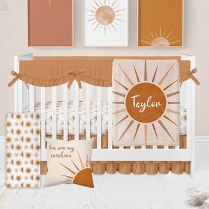 Boho Crib Bedding Set, Gender Neutral Crib Bedding, Sunshine Nursery, Boho Nursery, Sun Crib Bedding Set, Baby Girl, Baby Boy Crib Bedding