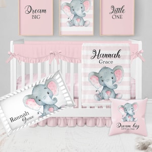 Elephant Baby Bedding Set Baby Girl Crib Bedding Pink Crib Bedding Elephant Crib Bedding Girl Elephant Nursery Girl Crib Sets Elephant Etsy UK