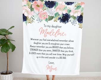 Personalized Daughter Blanket, To My Daughter, Christmas Gift Daughter, Daughter Gift, Mother Daughter Gift, Personalized Blanket, Floral