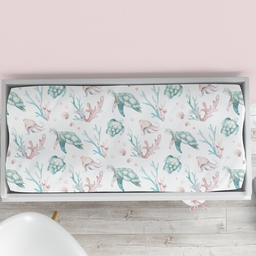 Sea Turtle Ocean Coastal Beach Changing Pad Covers Sea Turtle Etsy