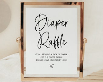 Juego de rifa de pañales, signo de rifa de pañales de baby shower minimalista imprimible, baby shower minimalista imprimible, baby shower de género neutro, MB2