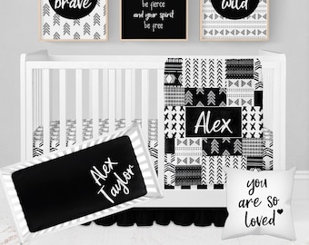 Black White Crib Set Etsy